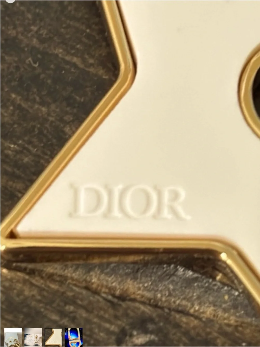 Dior White and Gold Star Perfumeable Keyring Charm